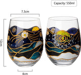 Vincent Van Gogh Wine Glasses Artisanal Hand Painted Stemless Set of 2 - The Wine Savant - 2 Set of Tumblers - Artistic Gift Idea for Her, Him, Birthday, Housewarming - Extra Large Goblets (18.5 OZ) by The Wine Savant - Vysn