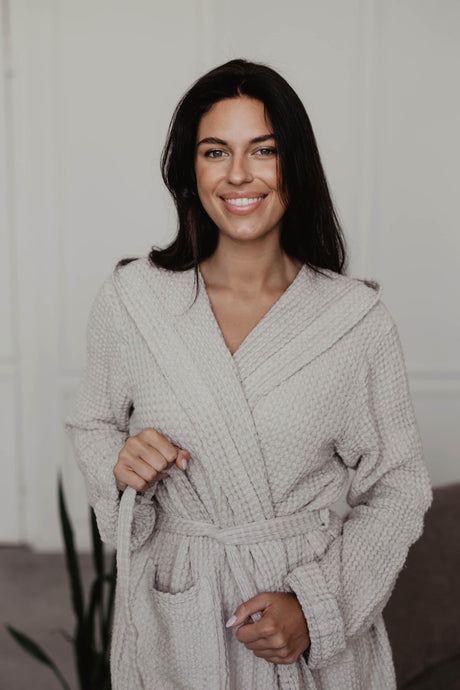 Waffle linen bathrobe Snuggle by AmourLinen - Vysn