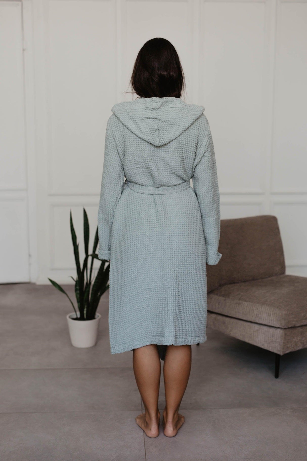 Waffle linen bathrobe Snuggle by AmourLinen - Vysn