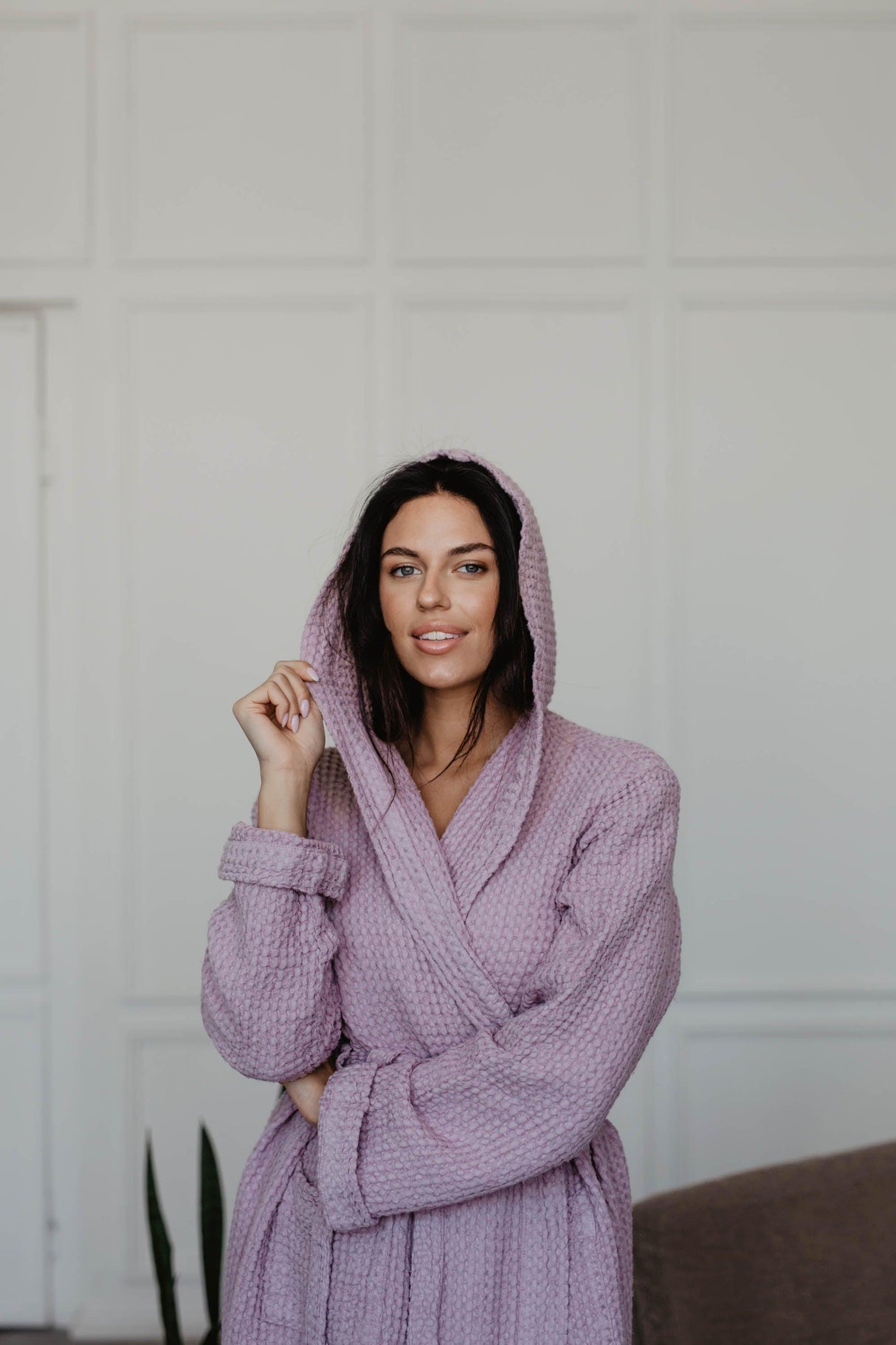 Waffle linen bathrobe Snuggle by AmourLinen - Vysn