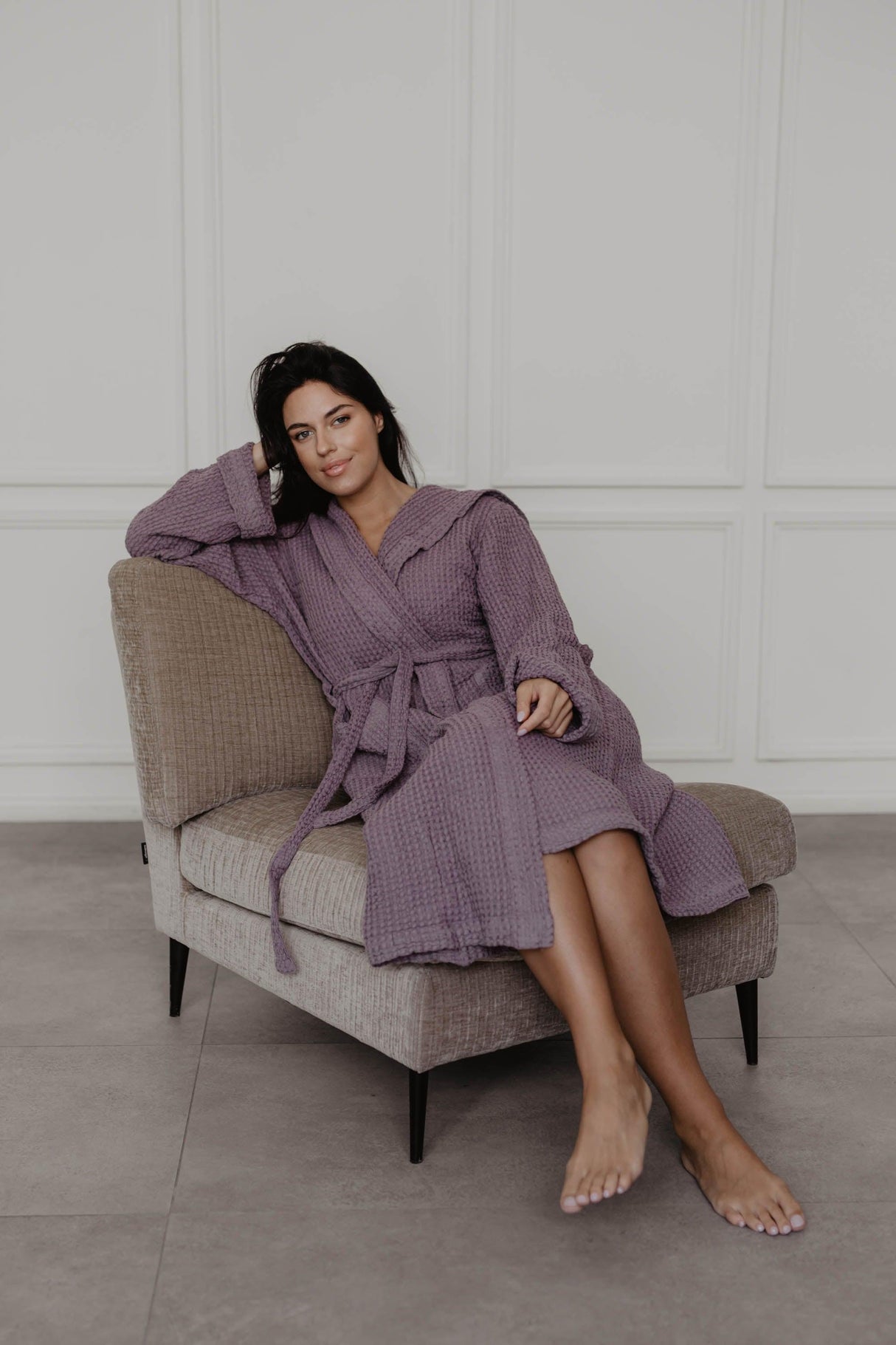 Waffle linen bathrobe Snuggle by AmourLinen - Vysn