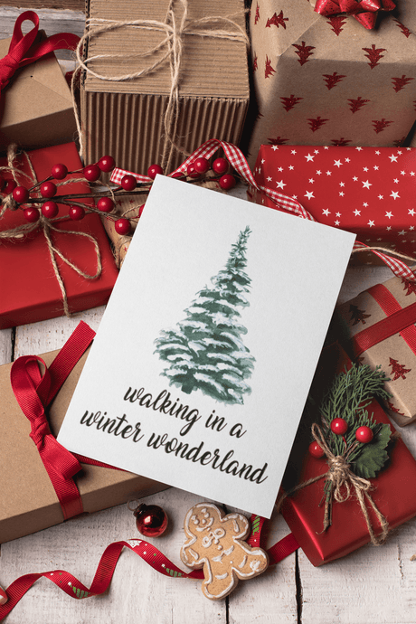 Walking In A Winter Wonderland Christmas Seasonal Hammered Card & Envelope by WinsterCreations™ Official Store - Vysn