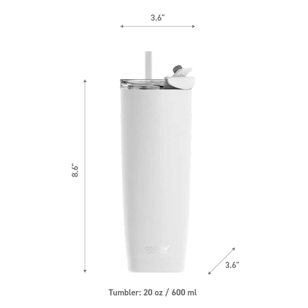 White Aqualina Tumbler -Built in Straw by ASOBU® - Vysn