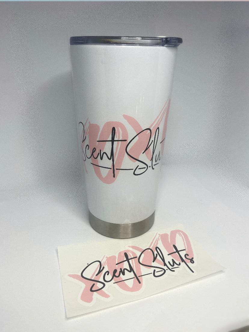 White Tumbler & Sticker by RetroGlow - Vysn