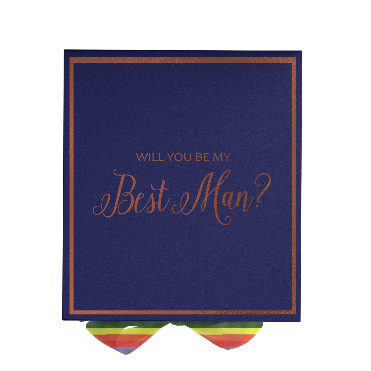 Will You Be My Best man? Proposal Box Navy - Border - Rainbow Ribbon by Tshirt Unlimited - Vysn