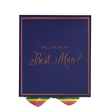 Will You Be My Best man? Proposal Box Navy - Border - Rainbow Ribbon by Tshirt Unlimited - Vysn