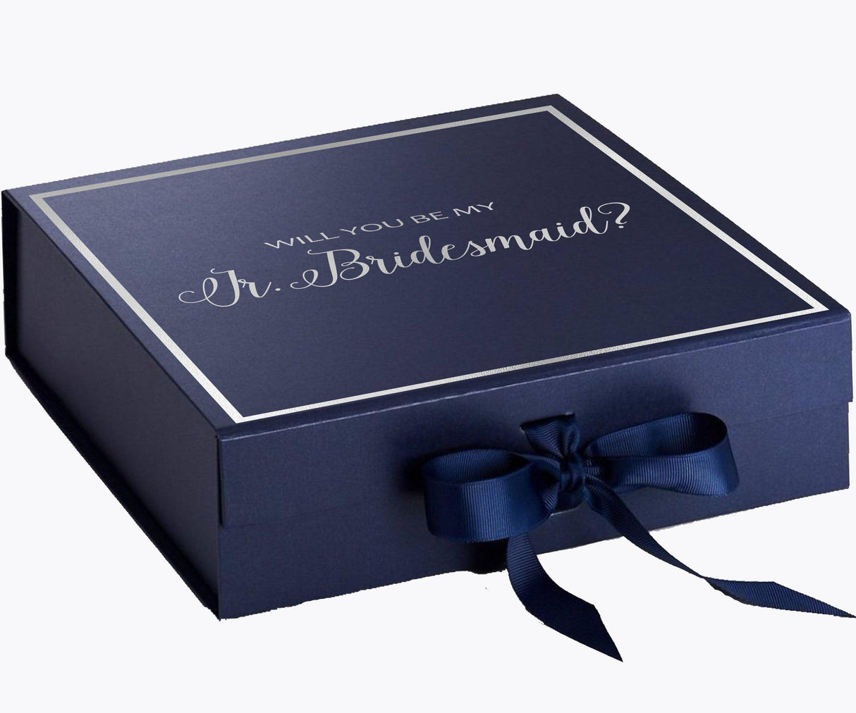 Will You Be My Jr Bridesmaid? Proposal Box Navy - Border by Tshirt Unlimited - Vysn