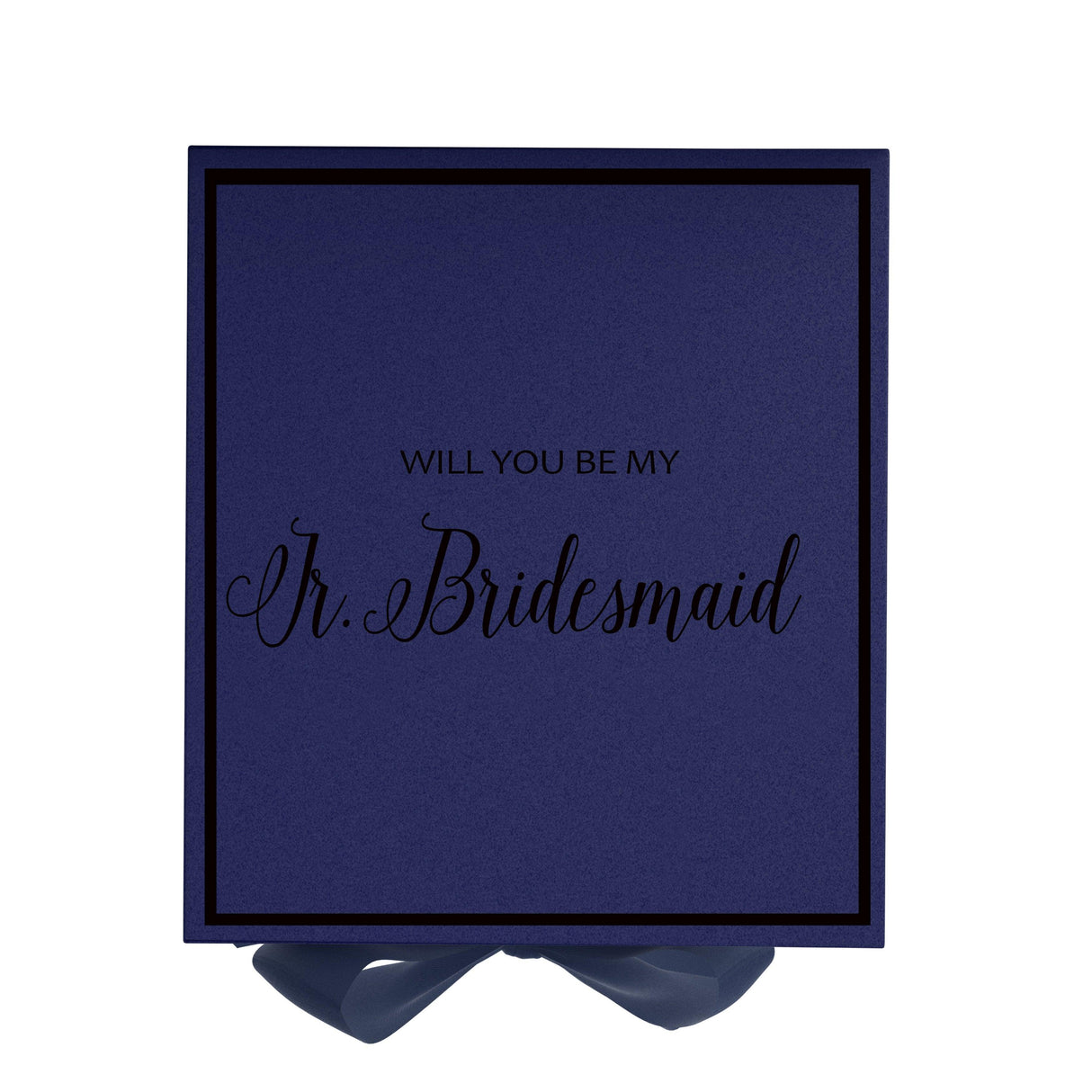 Will You Be My Jr Bridesmaid? Proposal Box Navy - Border by Tshirt Unlimited - Vysn