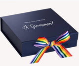 Will You Be My jr groomsman? Proposal Box Navy - No Border - Rainbow Ribbon by Tshirt Unlimited - Vysn