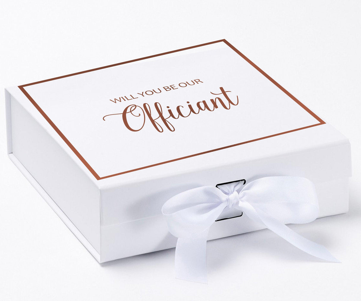 Will You Be our Officiant? Proposal Box White - Border by Tshirt Unlimited - Vysn