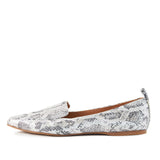 Women's Flat Socialite Silver Snake Skin by Nest Shoes - Vysn