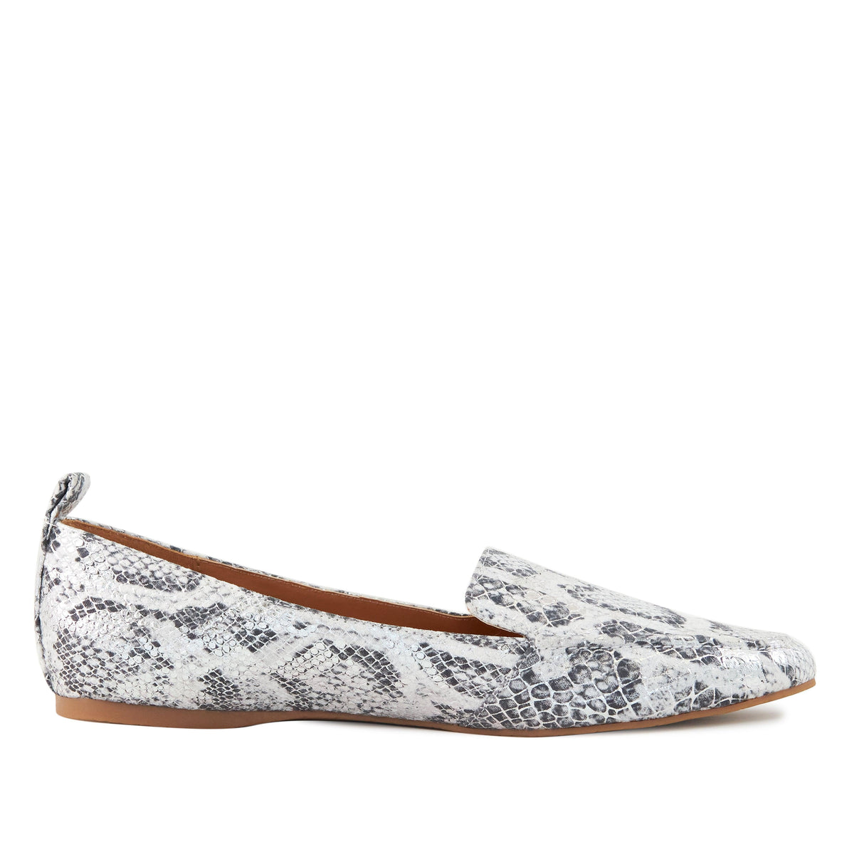 Women's Flat Socialite Silver Snake Skin by Nest Shoes - Vysn