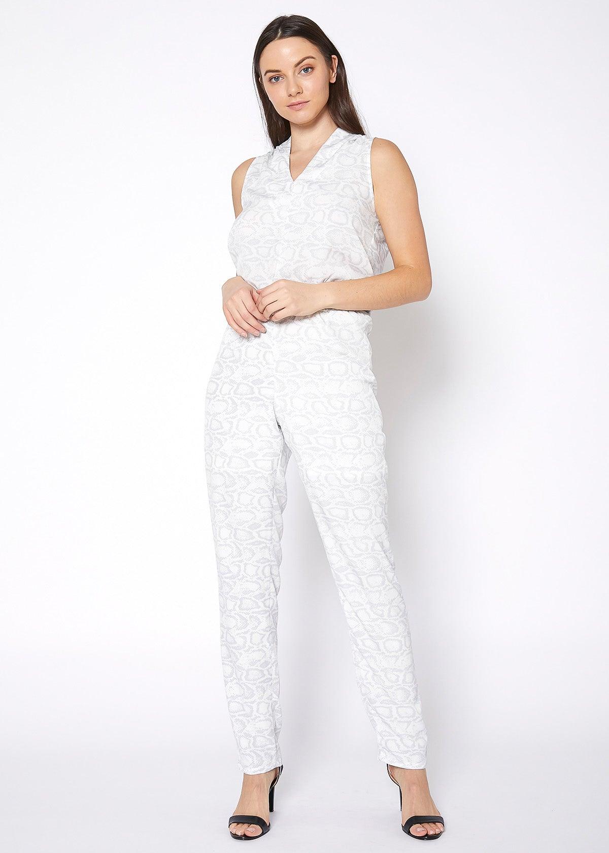 Women's Light Formal Sleeveless V-Neck Jumpsuit by Shop at Konus - Vysn