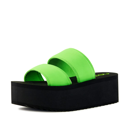 Women's Platform Sandal 2 Band Neon Green by Nest Shoes - Vysn