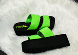 Women's Platform Sandal 2 Band Neon Green by Nest Shoes - Vysn