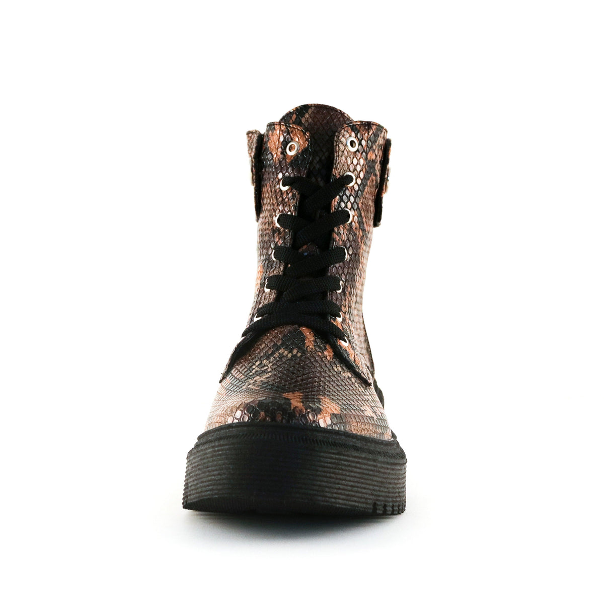 Women's Runaway Combat Boots Brown Snake by Nest Shoes - Vysn