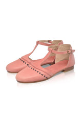 Wonderland T-strap Leather Flats by ELF - Vysn