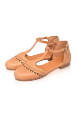 Wonderland T-strap Leather Flats by ELF - Vysn