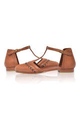 Wonderland T-strap Leather Flats by ELF - Vysn