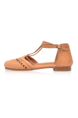 Wonderland T-strap Leather Flats by ELF - Vysn