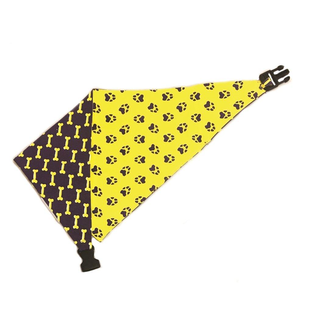 Yellow & Purple Reversible Dog Bandana by Uptown Pups - Vysn